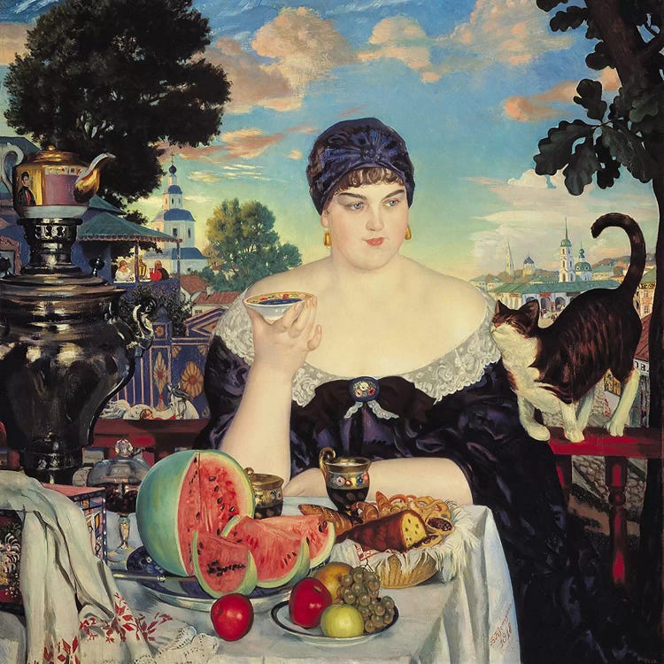 The Merchant's Wife at Tea, 1918  by Boris Mihajlovic Kustodiev wall art