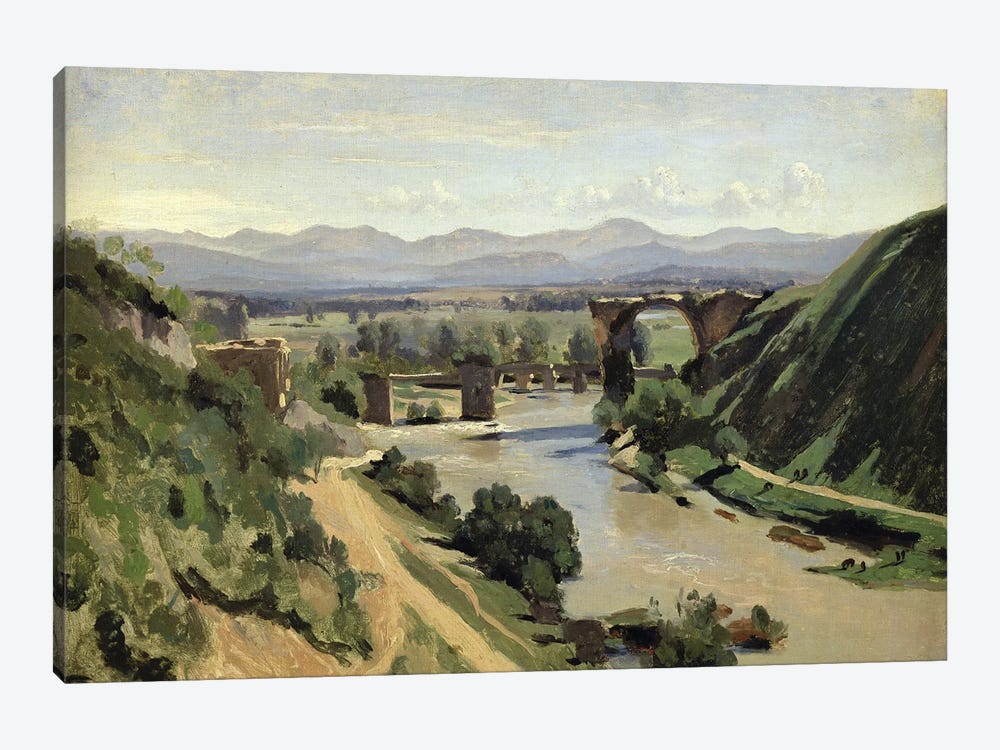 Narni, The Bridge of Augustus over the Nera  by Jean-Baptiste-Camille Corot 1-piece Canvas Print