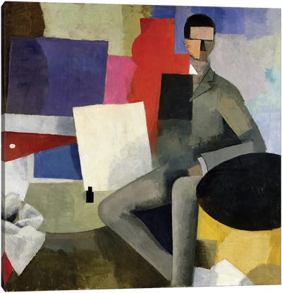 The Seated Man, or The Architect  Canvas Art Print - Cubism Art