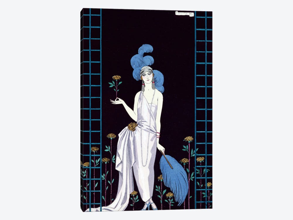 'La Roseraie', fashion design for an evening dress by the House of Worth (colour litho) 1-piece Canvas Art
