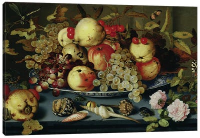 Still Life with Fruit, Flowers and Seafood  Canvas Art Print