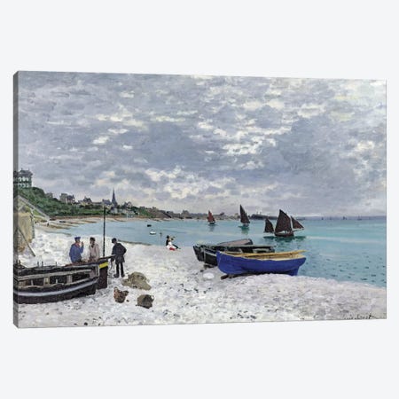 The Beach at Sainte-Adresse, 1867  Canvas Print #BMN2006} by Claude Monet Canvas Art Print