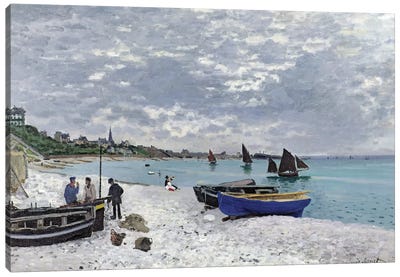 The Beach at Sainte-Adresse, 1867  Canvas Art Print - Coastal Village & Town Art