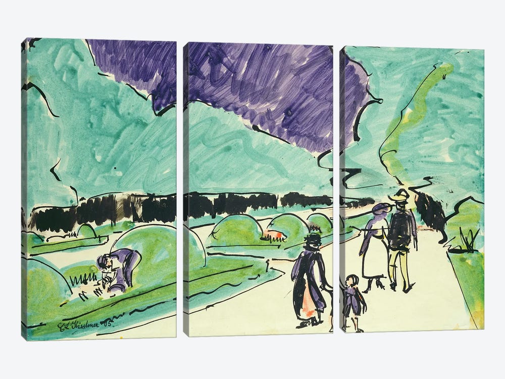 Entrance to a large garden in Dresden, 1905  by Ernst Ludwig Kirchner 3-piece Canvas Art Print