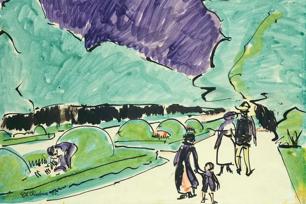 Expressionism: Entrance to a large garden in Dresden, 1905  by Ernst Ludwig Kirchner