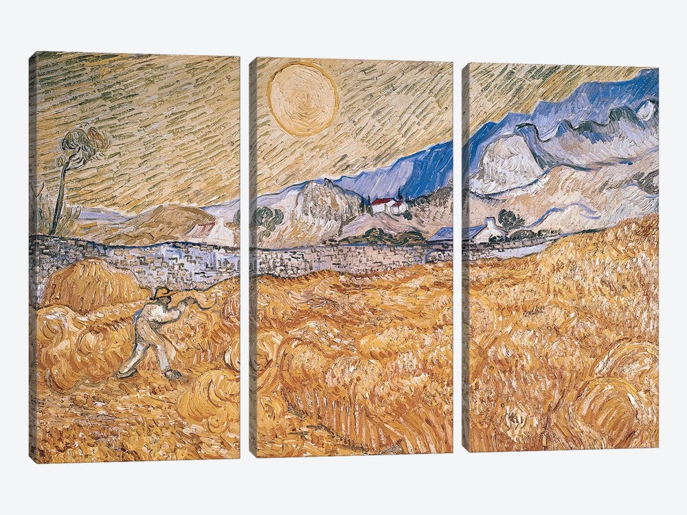 The Harvester  by Vincent van Gogh 3-piece Canvas Wall Art
