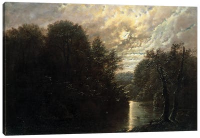 River Landscape in the Rosental near Leipzig  Canvas Art Print
