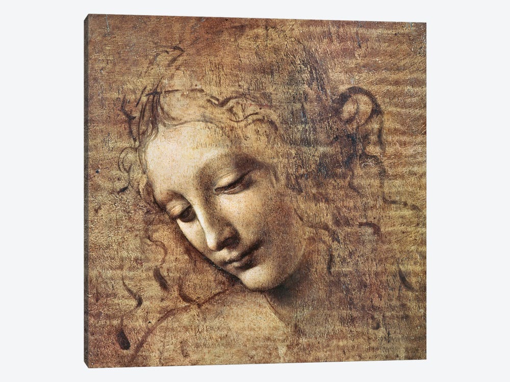 Head of a Young Woman with Tousled Hair or, Leda  by Leonardo da Vinci 1-piece Canvas Wall Art