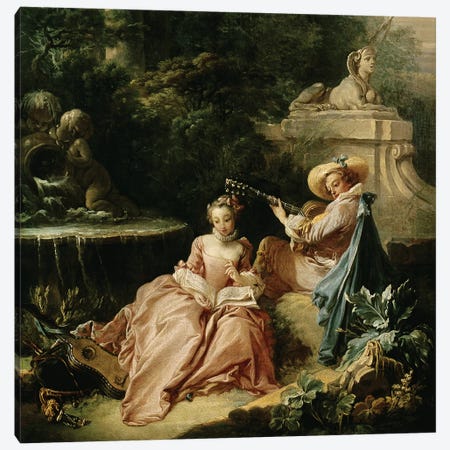 The Music Lesson, 1749  Canvas Print #BMN2051} by Francois Boucher Canvas Art Print