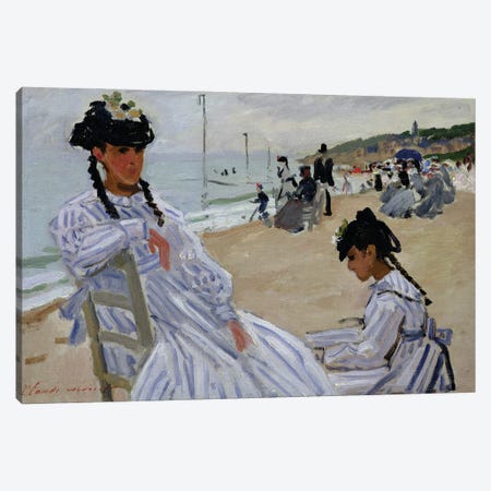 On the Beach at Trouville, 1870-71  Canvas Print #BMN2059} by Claude Monet Art Print