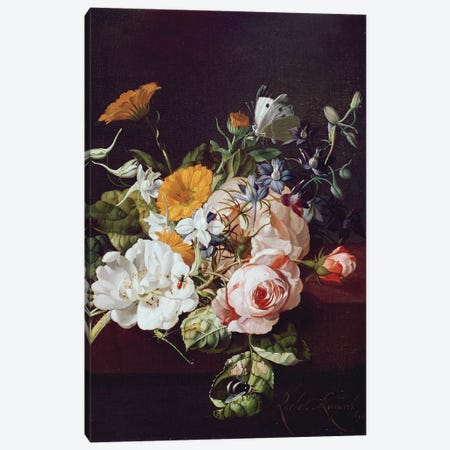 Vase of Flowers, 1695 Canvas Print #BMN206} by Rachel Ruysch Canvas Art Print