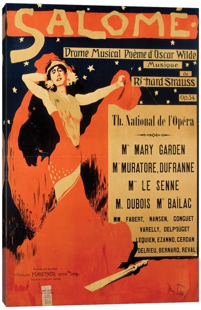 Poster advertising 'Salome', opera by Richard Strauss  Canvas Art Print