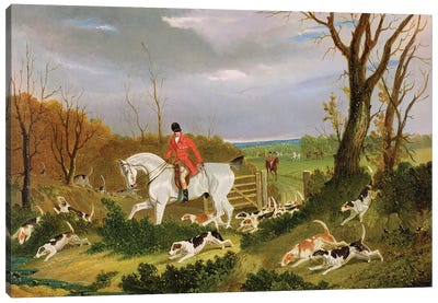 The Suffolk Hunt - Going to Cover near Herringswell  Canvas Art Print