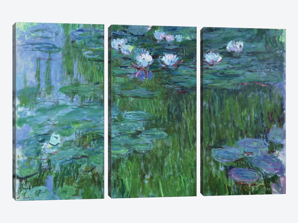 Waterlilies, 1914-17  by Claude Monet 3-piece Canvas Print