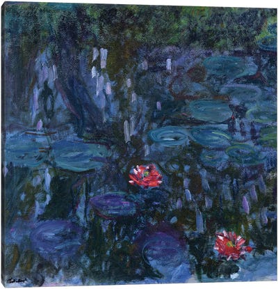 Waterlilies with Reflections of a Willow Tree, 1916-19  Canvas Art Print
