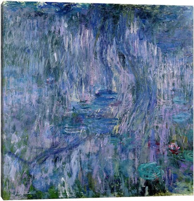 Waterlilies and Reflections of a Willow Tree, 1916-19  Canvas Art Print - Impressionism Art