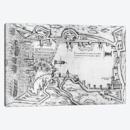 Map illustrating La Rochelle occupied by the Huguenots  Canvas Print #BMN2096} by Antonio Lafreri Canvas Art