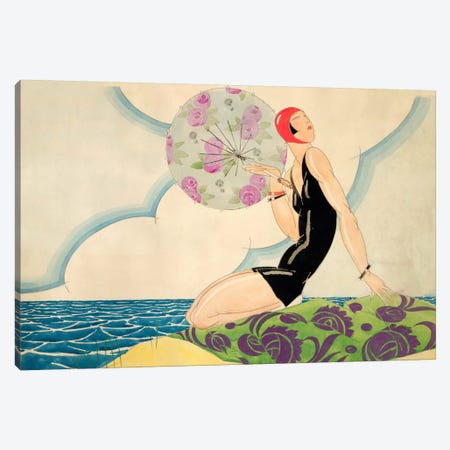 Bather, c.1925 (w/c on paper) Canvas Print #BMN20} by Rene Vincent Canvas Wall Art