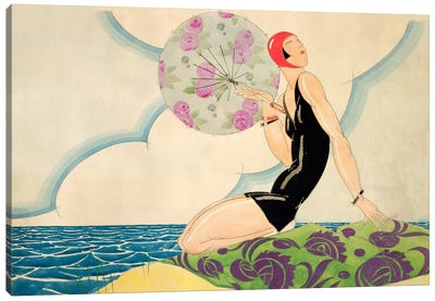 Bather, c.1925 (w/c on paper) Canvas Art Print - Interior Designer & Architect