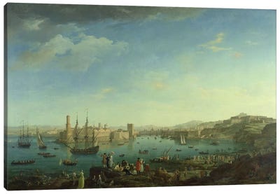 The Entrance to the Port of Marseilles, 1754  Canvas Art Print - Castle & Palace Art