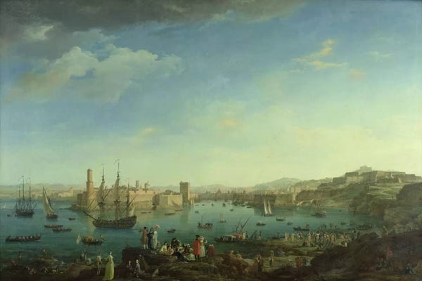 Castles & Palaces: The Entrance to the Port of Marseilles, 1754  by Claude Joseph Vernet