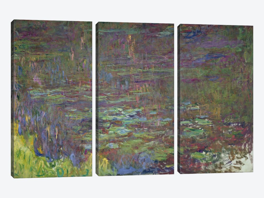 Waterlilies at Sunset, detail from the right hand side, 1915-26  3-piece Art Print