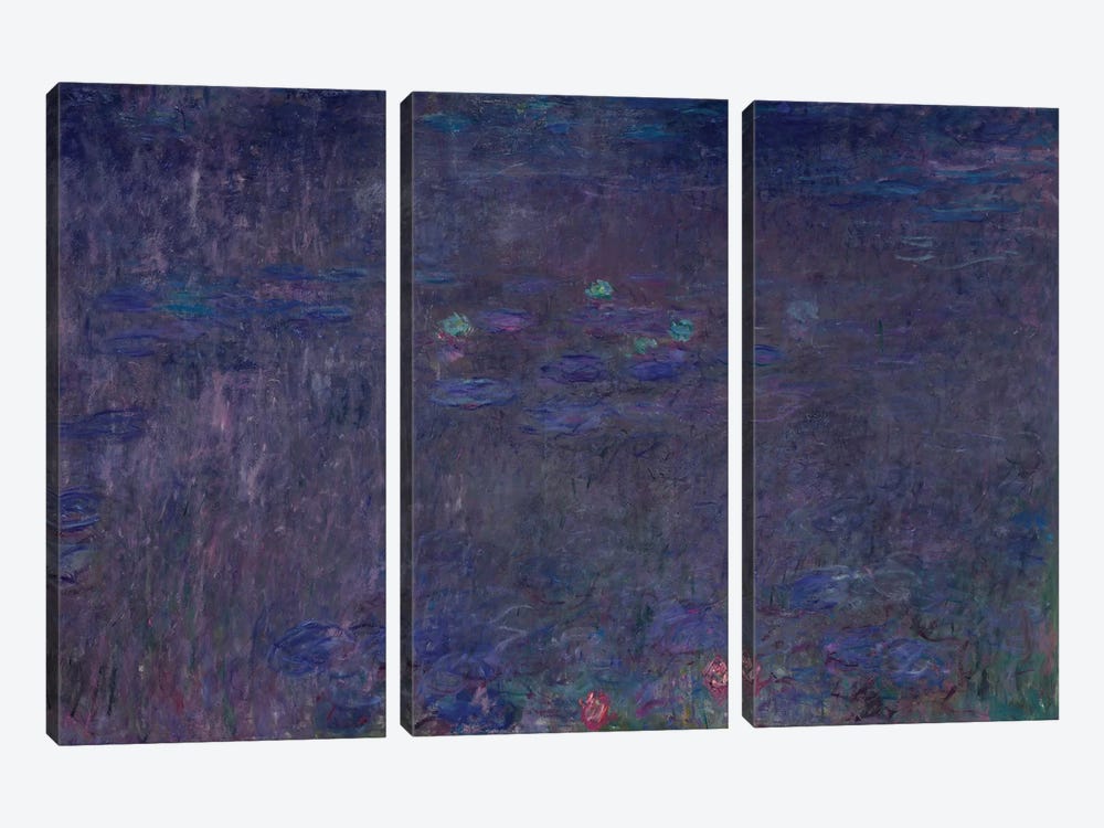 Waterlilies: Reflections of Trees, detail from the right hand side, 1915-26  by Claude Monet 3-piece Canvas Art