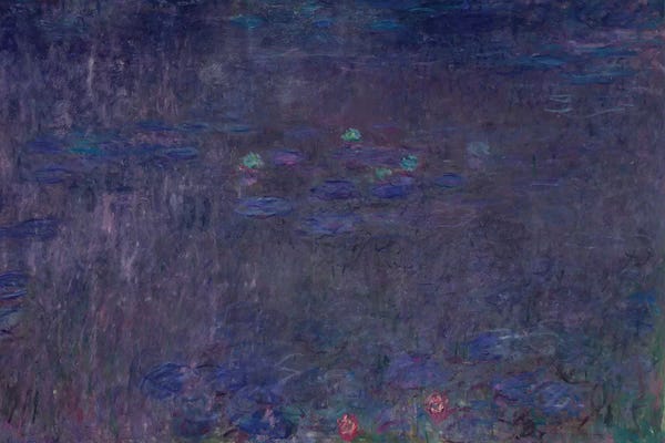 Claude Monet: Waterlilies: Reflections of Trees, detail from the right hand side, 1915-26  by Claude Monet
