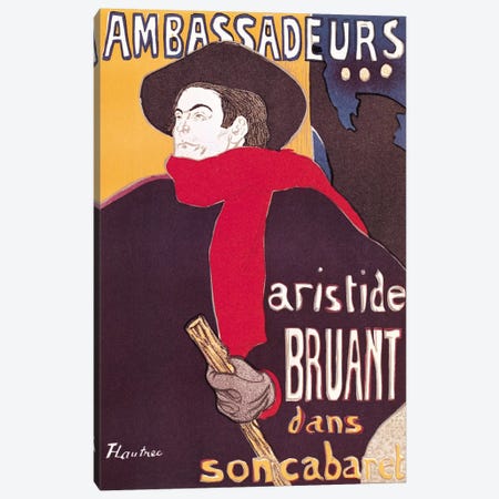 Poster advertising Aristide Bruant  Canvas Print #BMN2147} by Henri de Toulouse-Lautrec Canvas Wall Art
