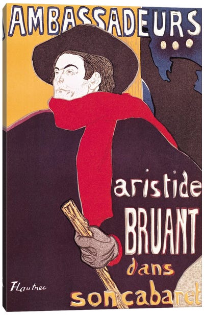 Poster advertising Aristide Bruant  Canvas Art Print - Henri de Toulouse Lautrec