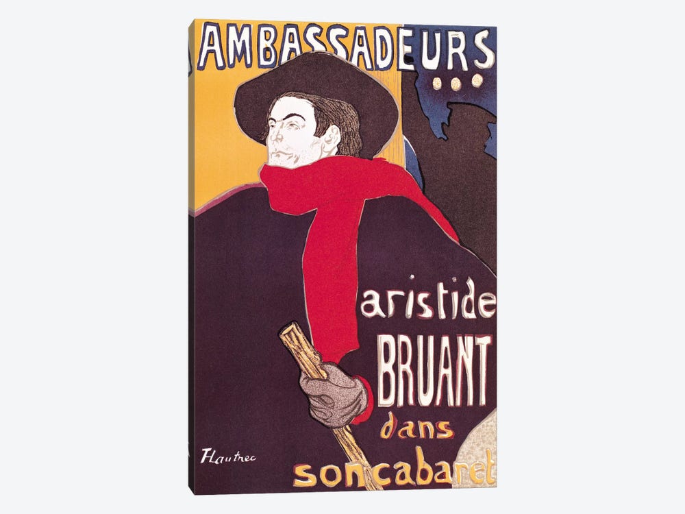 Poster advertising Aristide Bruant  by Henri de Toulouse-Lautrec 1-piece Art Print