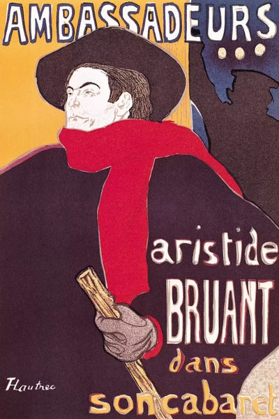 Art Nouveau: Poster advertising Aristide Bruant  by Henri de Toulouse-Lautrec