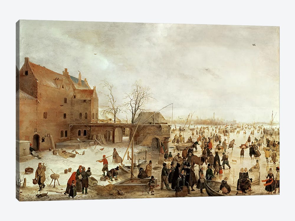 A Scene on the Ice near a Town, c.1615  by Hendrik Avercamp 1-piece Canvas Print
