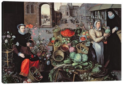 Vegetable and Flower Market  Canvas Art Print