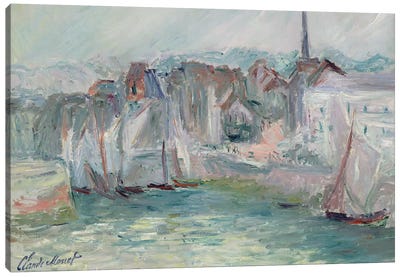 Boats in the Port of Honfleur, 1917  Canvas Art Print - Claude Monet