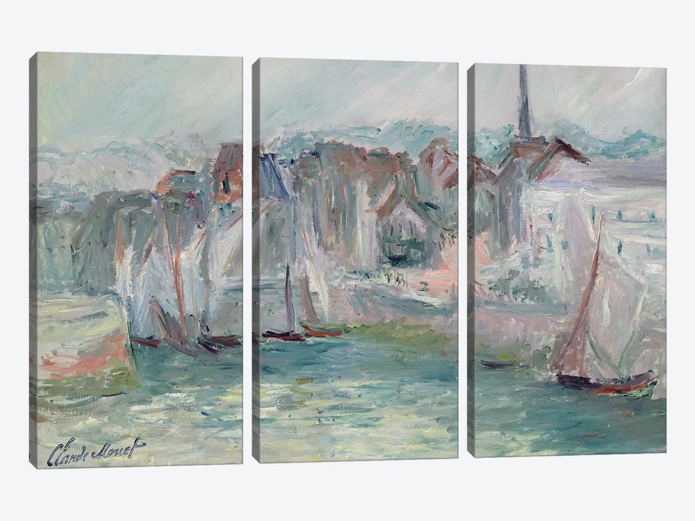 Boats in the Port of Honfleur, 1917  by Claude Monet 3-piece Canvas Art