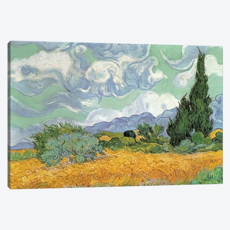A Wheatfield With Cypresses, September 1889 (National Gallery, London) Canvas Print #BMN216} by Vincent van Gogh Canvas Artwork