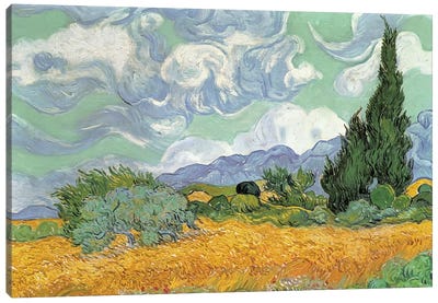 A Wheatfield With Cypresses, September 1889 (National Gallery, London) Canvas Art Print - Tree Art