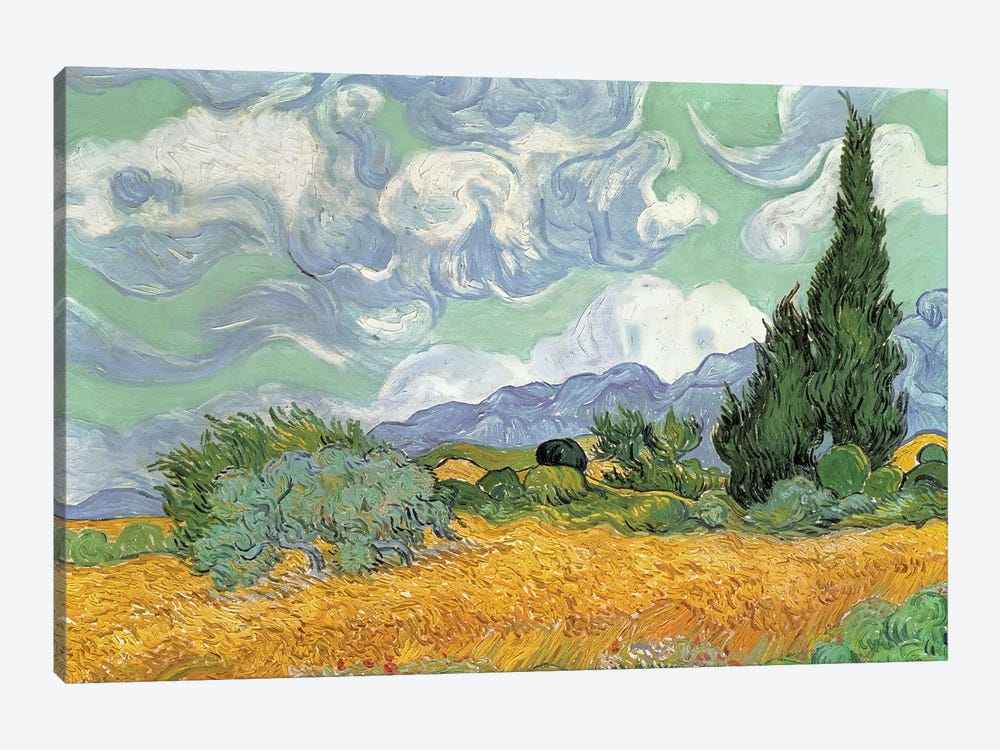 ArtWall Vincent Vangoghs Wheatfield with Cypresses Gallery Wrapped Canvas 18 by 24-Inch