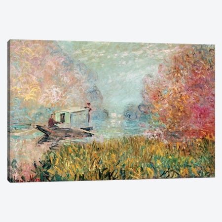 The Boat Studio on the Seine, 1875  Canvas Print #BMN2172} by Claude Monet Canvas Wall Art