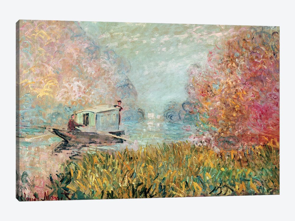 The Boat Studio on the Seine, 1875  by Claude Monet 1-piece Canvas Print
