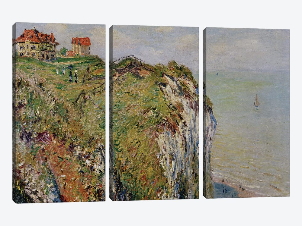 Cliff at Dieppe, 1882  by Claude Monet 3-piece Canvas Art