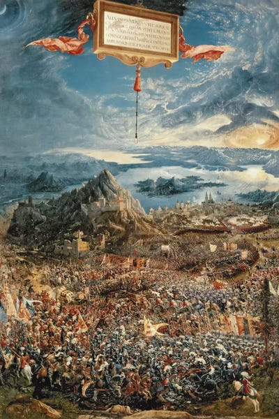 Lakes: The Battle of Issus, or The Victory of Alexander the Great, 1529  by Albrecht Altdorfer