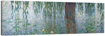 Waterlilies: Morning with Weeping Willows, detail of the left section, 1915-26   Canvas Art Print - Willow Trees