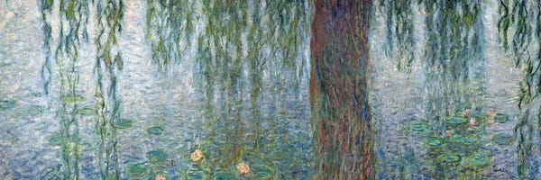 Claude Monet: Waterlilies: Morning with Weeping Willows, detail of the left section, 1915-26   by Claude Monet
