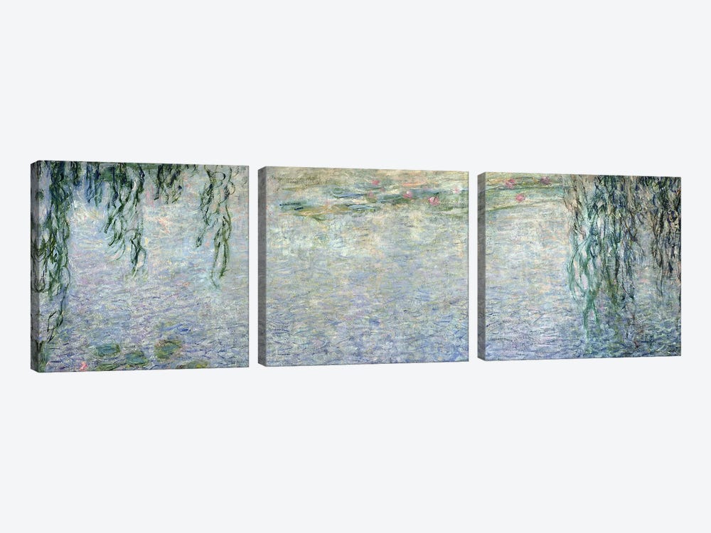 Waterlilies: Morning with Weeping Willows, detail of the central section, 1915-26   by Claude Monet 3-piece Canvas Art