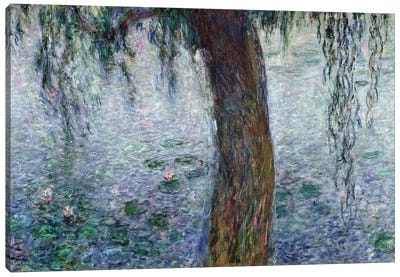Waterlilies: Morning with Weeping Willows, detail of the right section, 1915-26   Canvas Art Print - Willow Tree Art