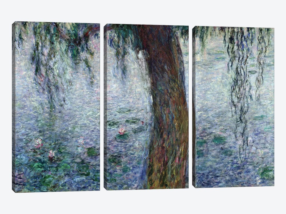 Waterlilies: Morning with Weeping Willows, detail of the right section, 1915-26   by Claude Monet 3-piece Canvas Art Print