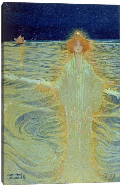 Ghost appearing above the sea during the night, early 20th century  Canvas Art Print