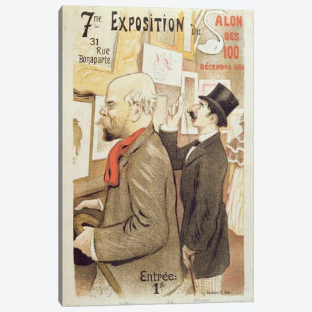 Poster advertising the '7th Exhibition of the Salon des 100', depicting Paul Verlaine  Canvas Print #BMN2200} by F.A. Cazals Canvas Artwork